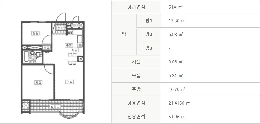 평창하진부 국민임대주택 평면도 51A형 평창하진부 국민임대주택 평면도 51A형