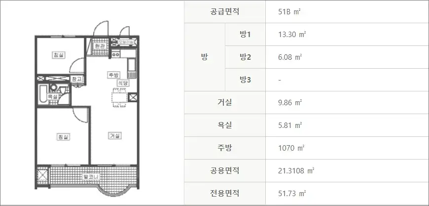 평창하진부 국민임대주택 평면도 51B형 평창하진부 국민임대주택 평면도 51B형