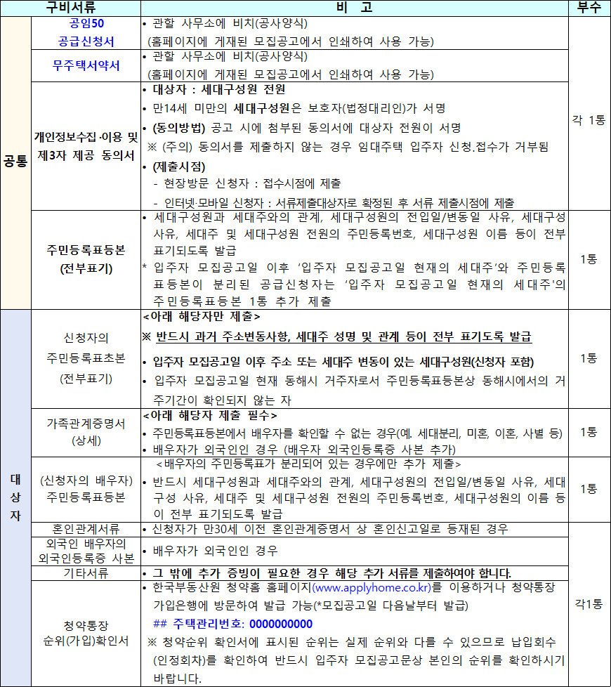 50년 공공임대주택 기본서류 50년 공공임대주택 기본서류